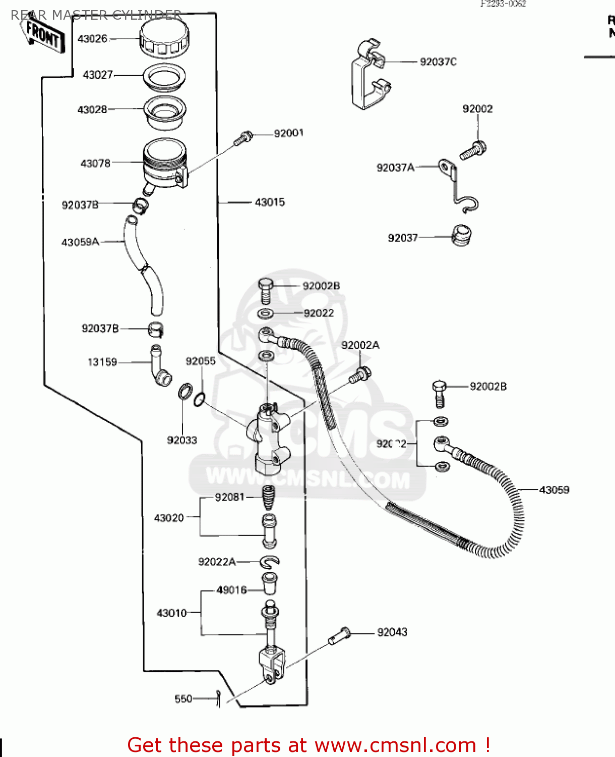 REAR MASTER CYLINDER ZX600A2 NINJA 600 1986 USA CALIFORNIA CANADA