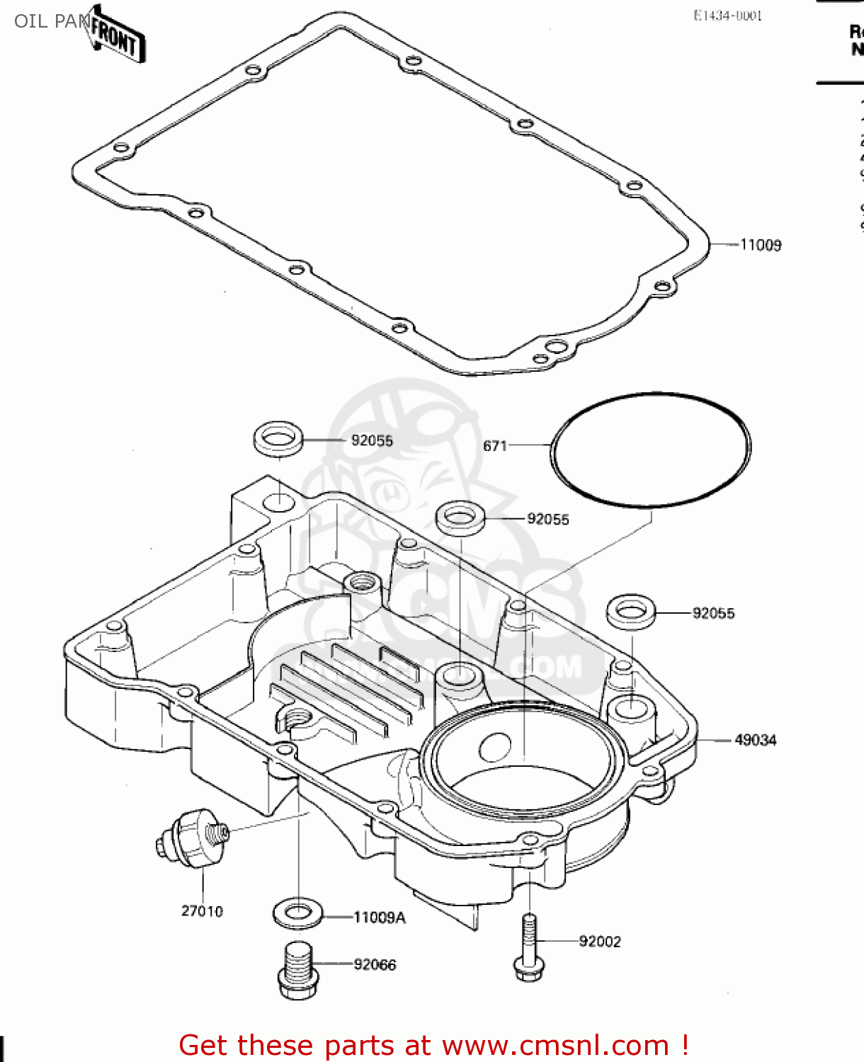 OIL PAN ZX600A2 NINJA 600 1986 USA CALIFORNIA CANADA