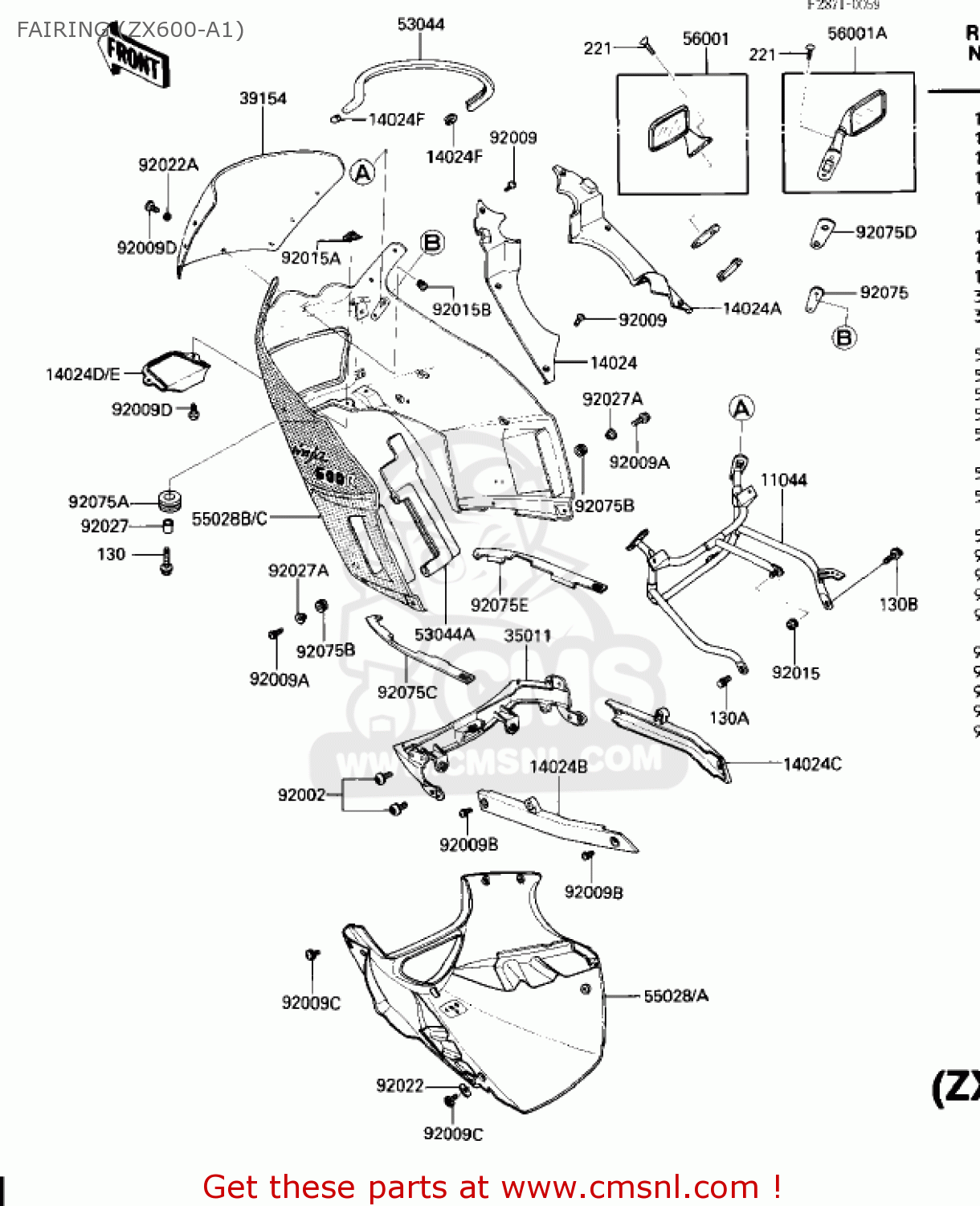 FAIRING (ZX600-A1) ZX600A2 NINJA 600 1986 USA CALIFORNIA CANADA