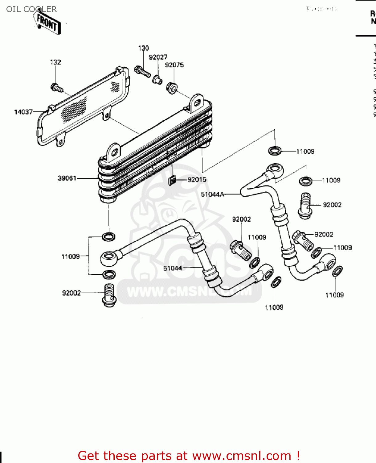 OIL COOLER ZX600A2 NINJA 600 1986 USA CALIFORNIA CANADA