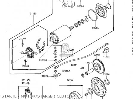 STARTER MOTOR/STARTER CLUTCH - ZX600A2 NINJA 600 1986 USA CALIFORNIA CANADA