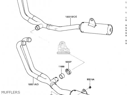 MUFFLERS - ZX600A2 NINJA 600 1986 USA CALIFORNIA CANADA