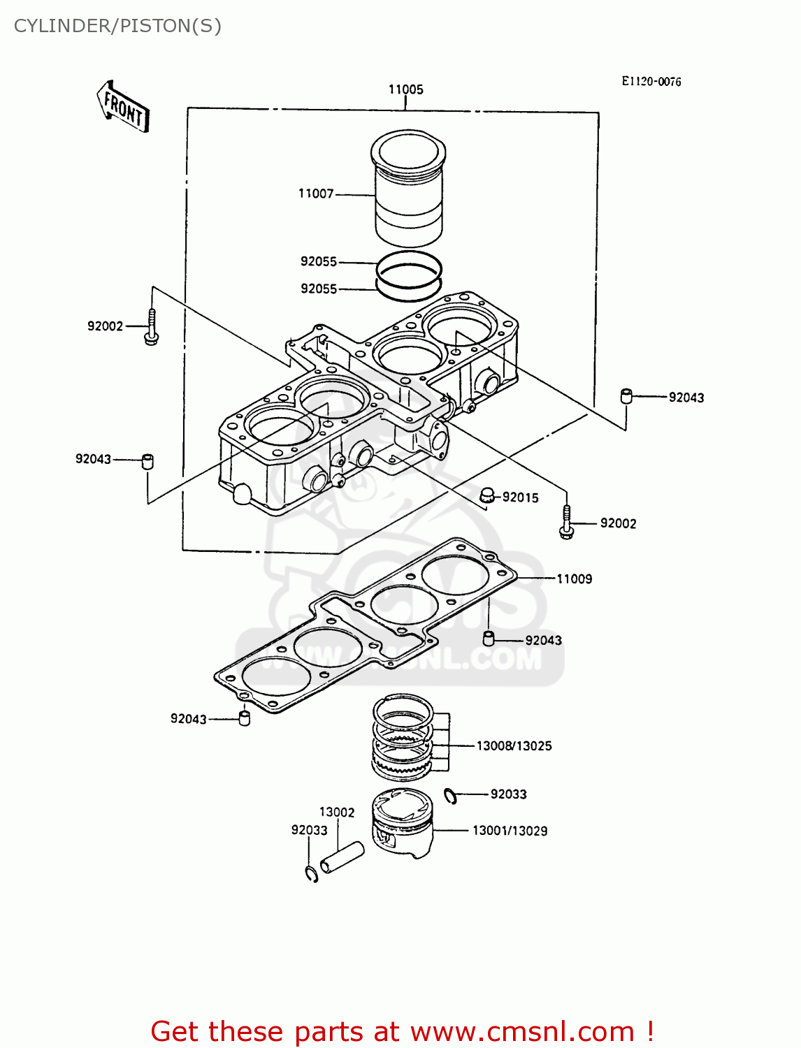 CYLINDER/PISTON(S) ZX600A3 NINJA 600R 1987 EUROPE UK FR FG GR IT NR SD SP ST