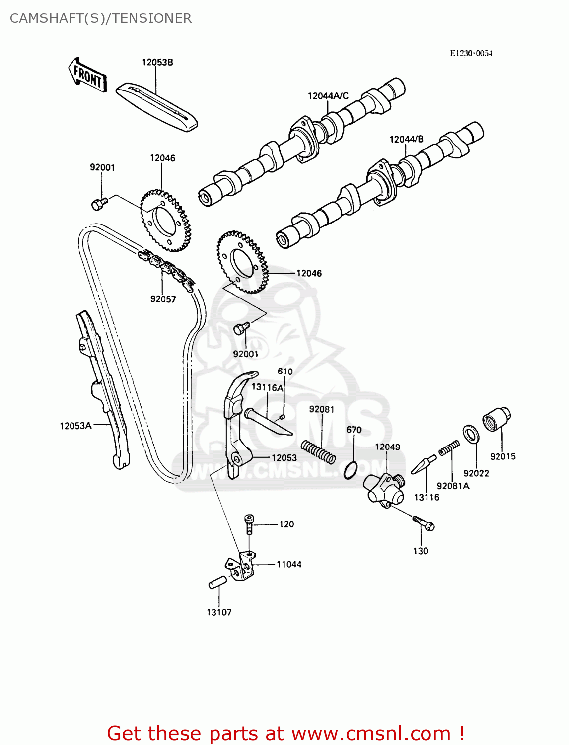 CAMSHAFT(S)/TENSIONER ZX600A3 NINJA 600R 1987 EUROPE UK FR FG GR IT NR SD SP ST