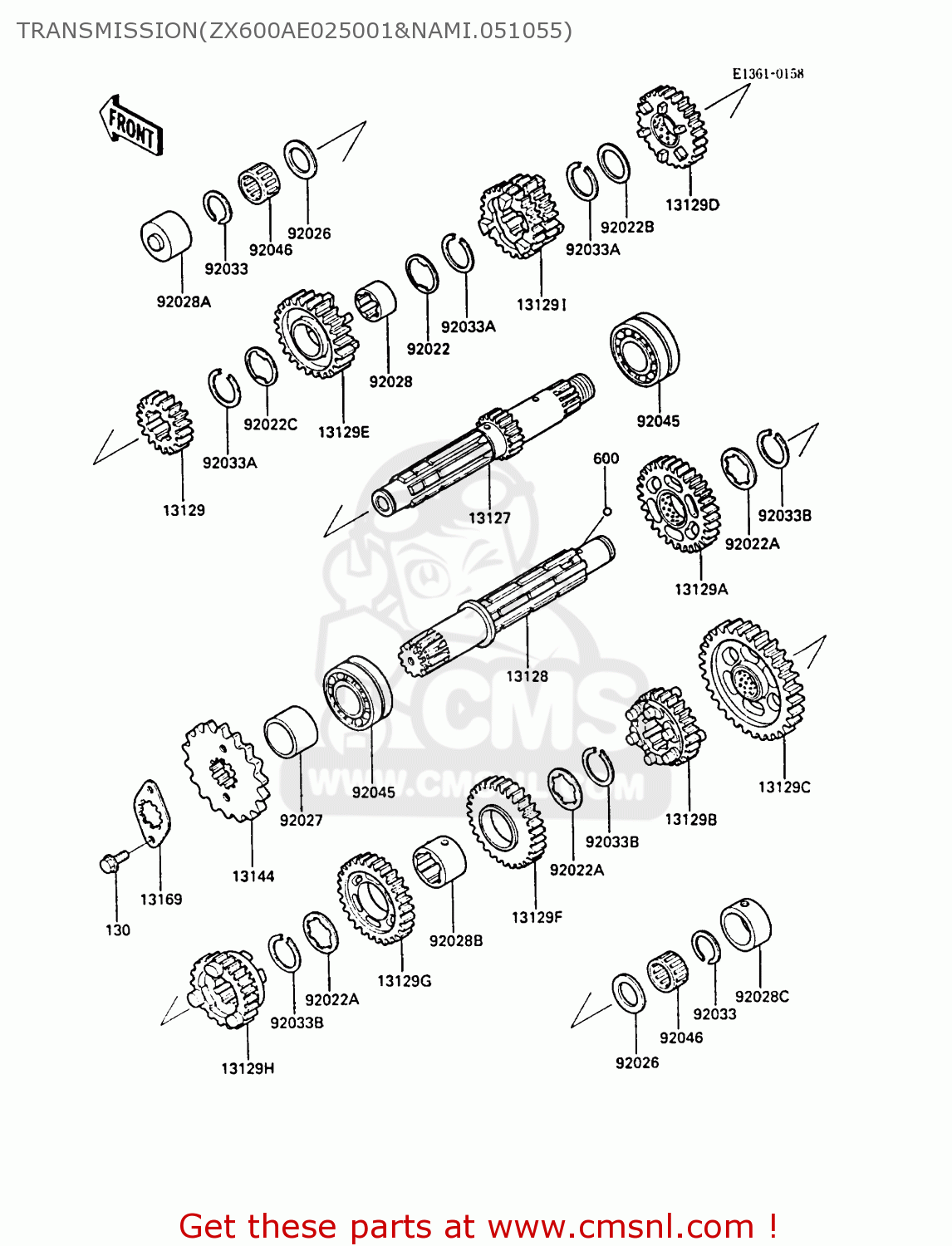 TRANSMISSION(ZX600AE025001&NAMI.051055) ZX600A3 NINJA 600R 1987 EUROPE UK FR FG GR IT NR SD SP ST