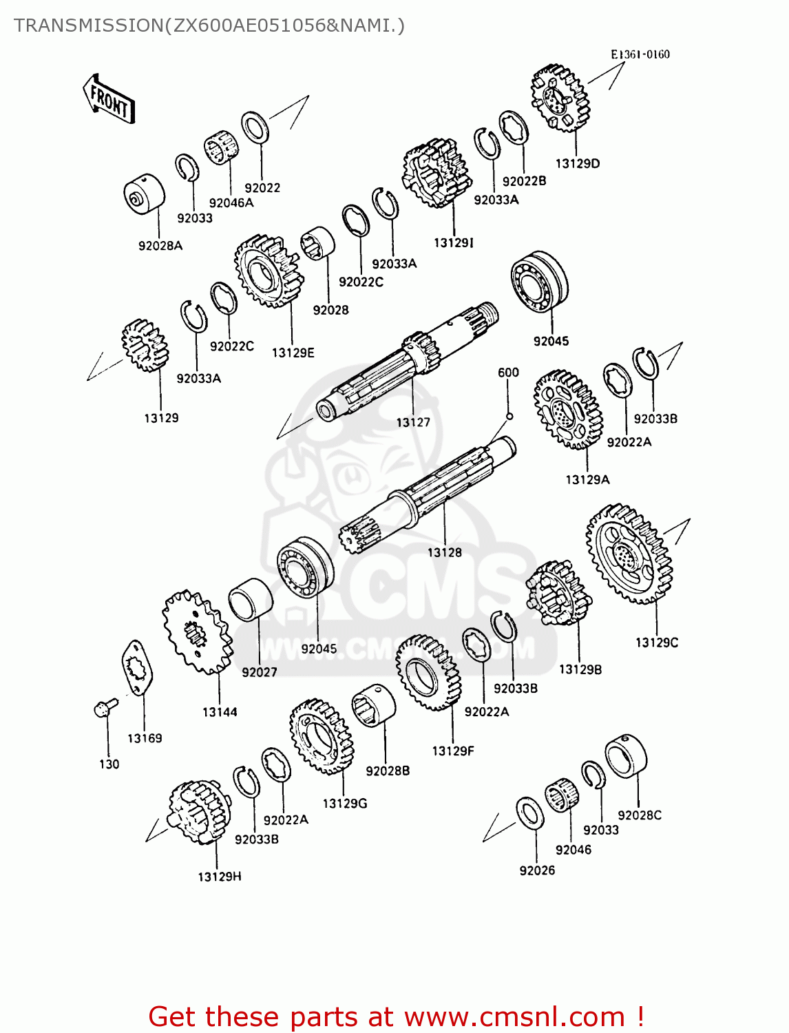 TRANSMISSION(ZX600AE051056&NAMI.) ZX600A3 NINJA 600R 1987 EUROPE UK FR FG GR IT NR SD SP ST
