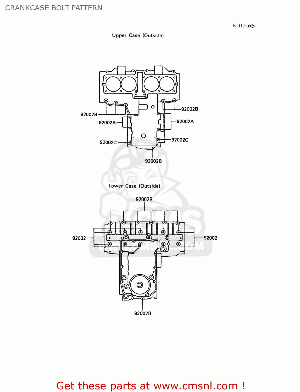 CRANKCASE BOLT PATTERN ZX600A3 NINJA 600R 1987 EUROPE UK FR FG GR IT NR SD SP ST