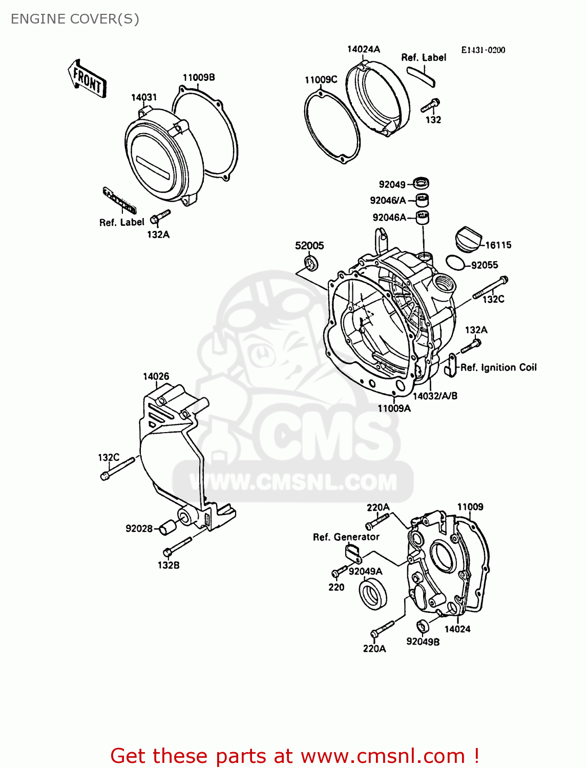 ENGINE COVER(S) ZX600A3 NINJA 600R 1987 EUROPE UK FR FG GR IT NR SD SP ST