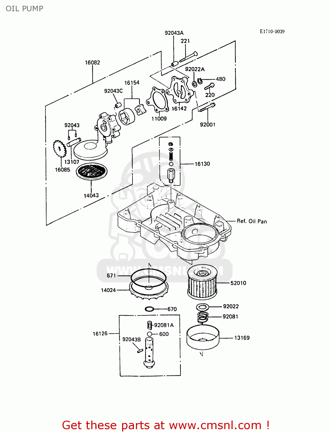 OIL PUMP ZX600A3 NINJA 600R 1987 EUROPE UK FR FG GR IT NR SD SP ST