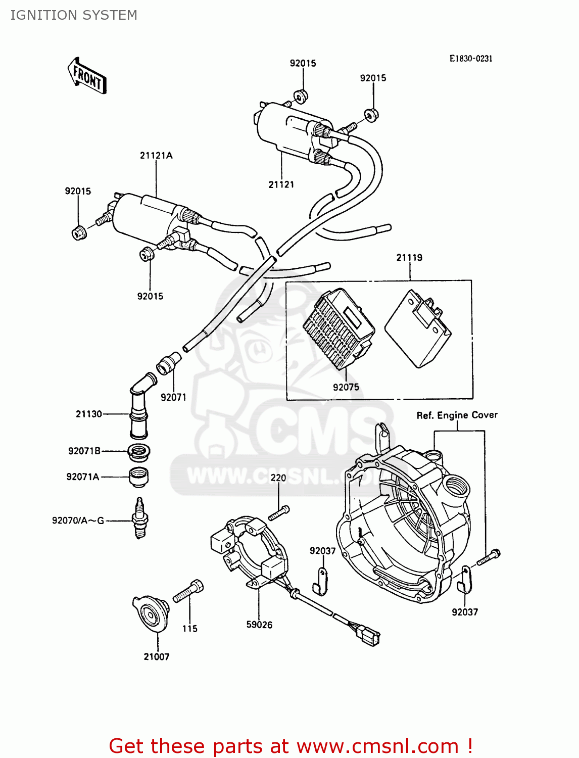 IGNITION SYSTEM ZX600A3 NINJA 600R 1987 EUROPE UK FR FG GR IT NR SD SP ST