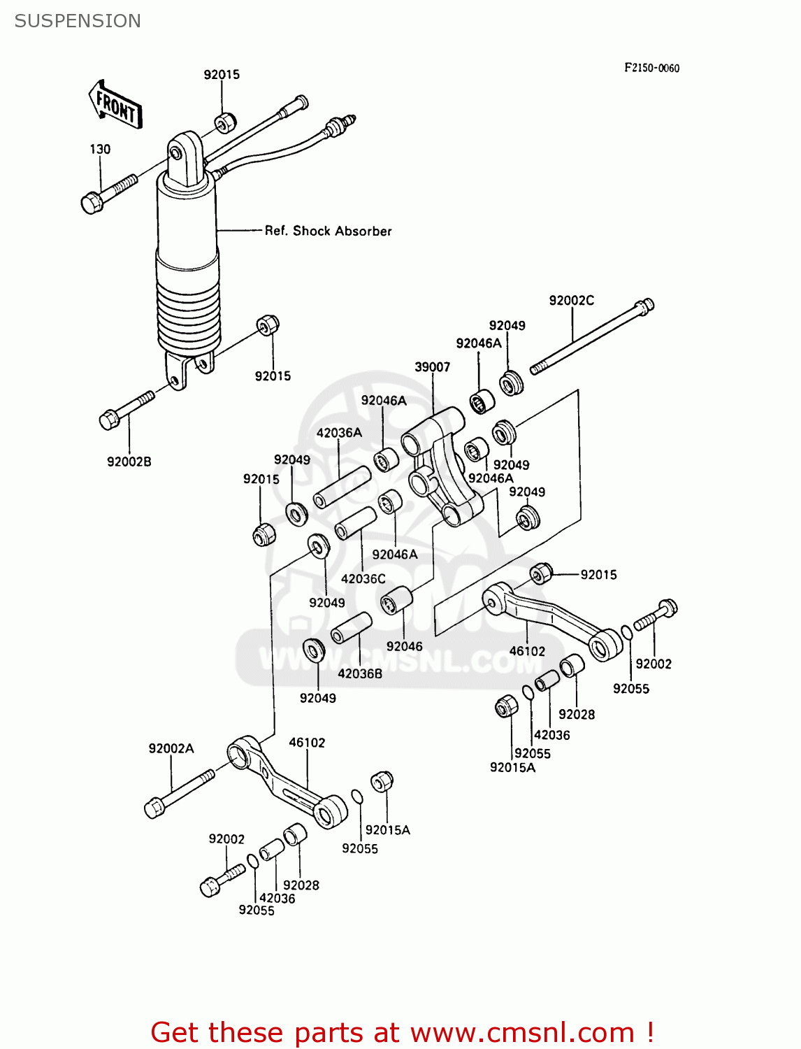 SUSPENSION ZX600A3 NINJA 600R 1987 EUROPE UK FR FG GR IT NR SD SP ST