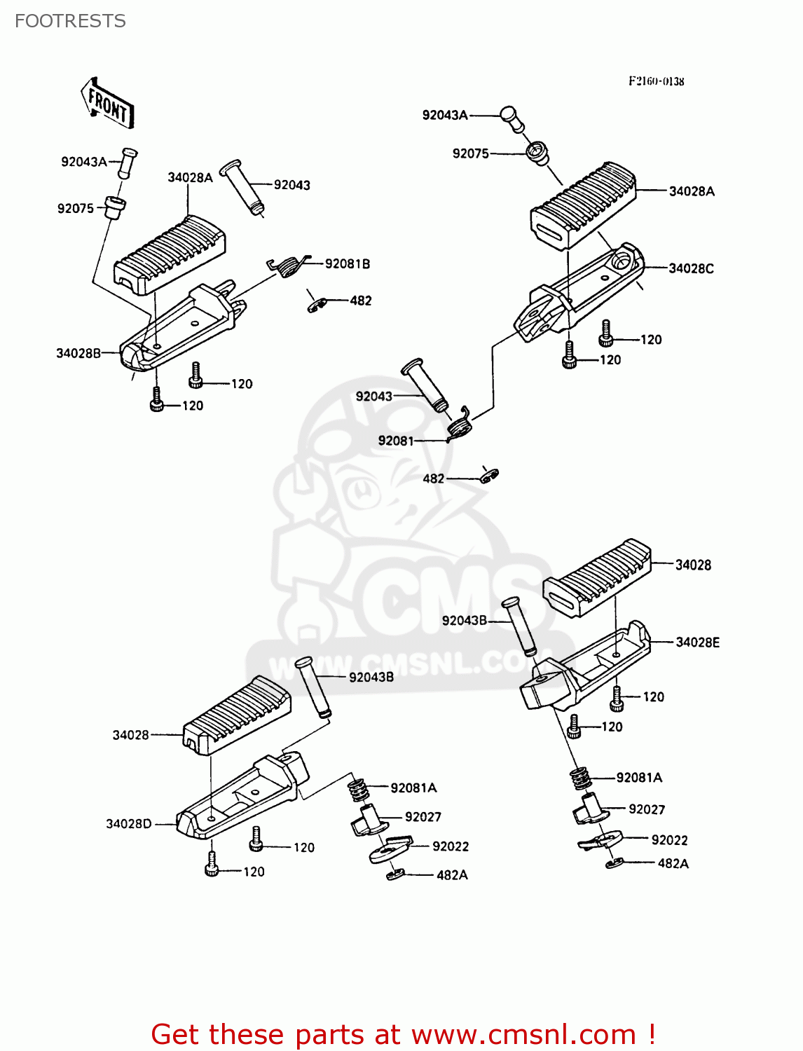 FOOTRESTS ZX600A3 NINJA 600R 1987 EUROPE UK FR FG GR IT NR SD SP ST