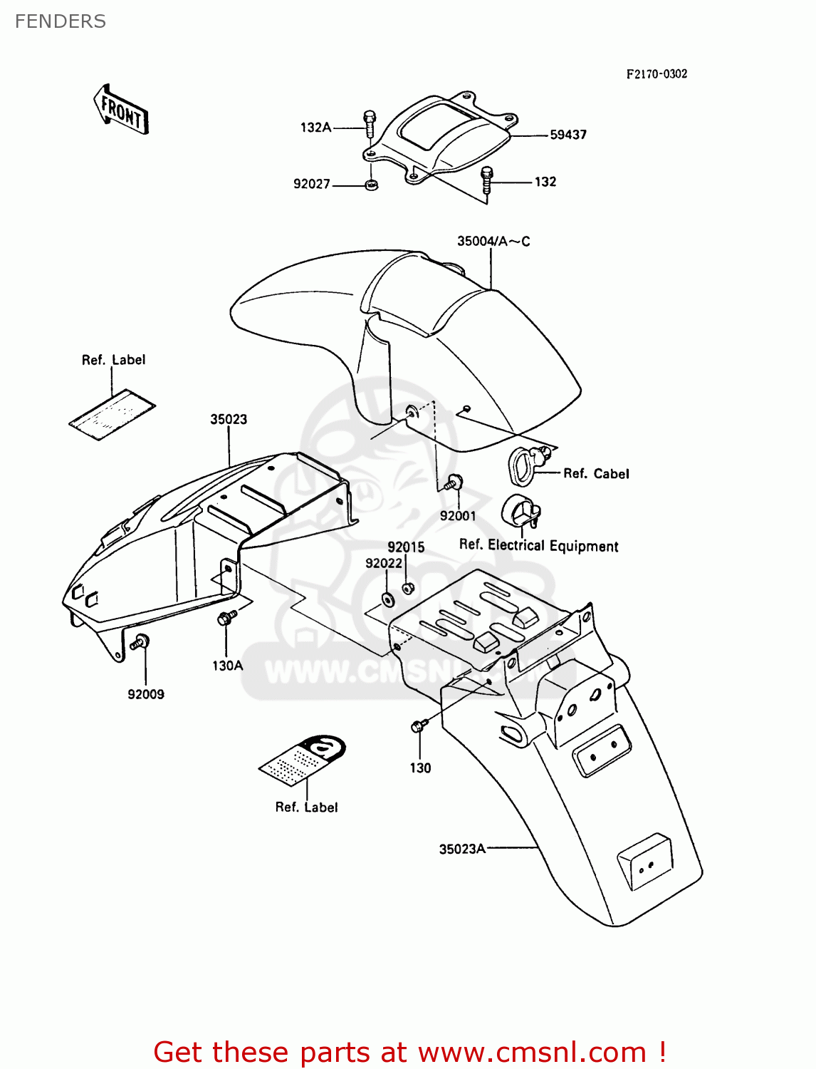 FENDERS ZX600A3 NINJA 600R 1987 EUROPE UK FR FG GR IT NR SD SP ST