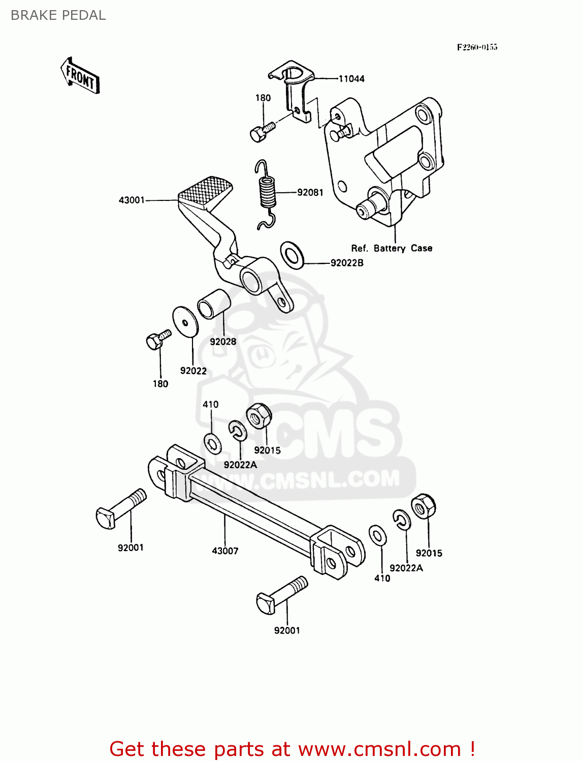 BRAKE PEDAL ZX600A3 NINJA 600R 1987 EUROPE UK FR FG GR IT NR SD SP ST