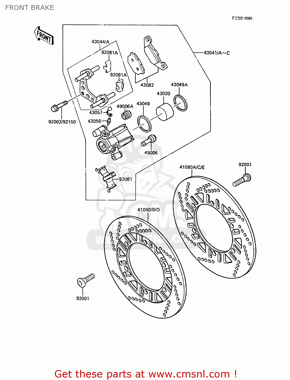 FRONT BRAKE ZX600A3 NINJA 600R 1987 EUROPE UK FR FG GR IT NR SD SP ST