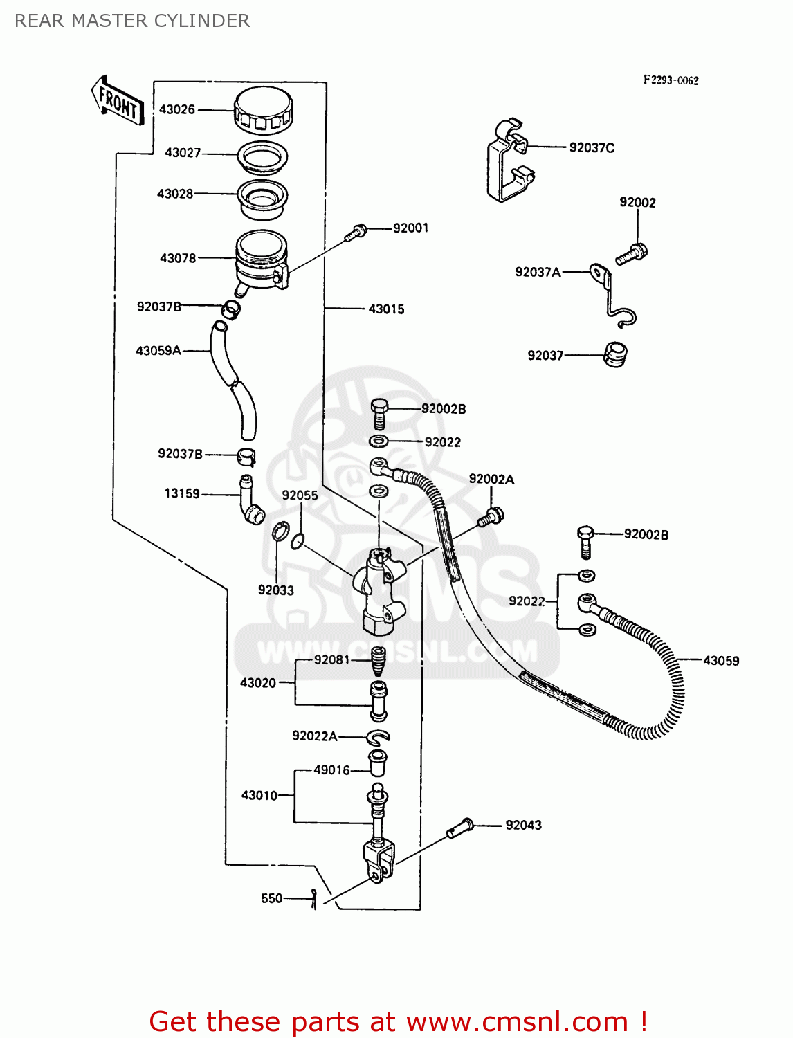 REAR MASTER CYLINDER ZX600A3 NINJA 600R 1987 EUROPE UK FR FG GR IT NR SD SP ST