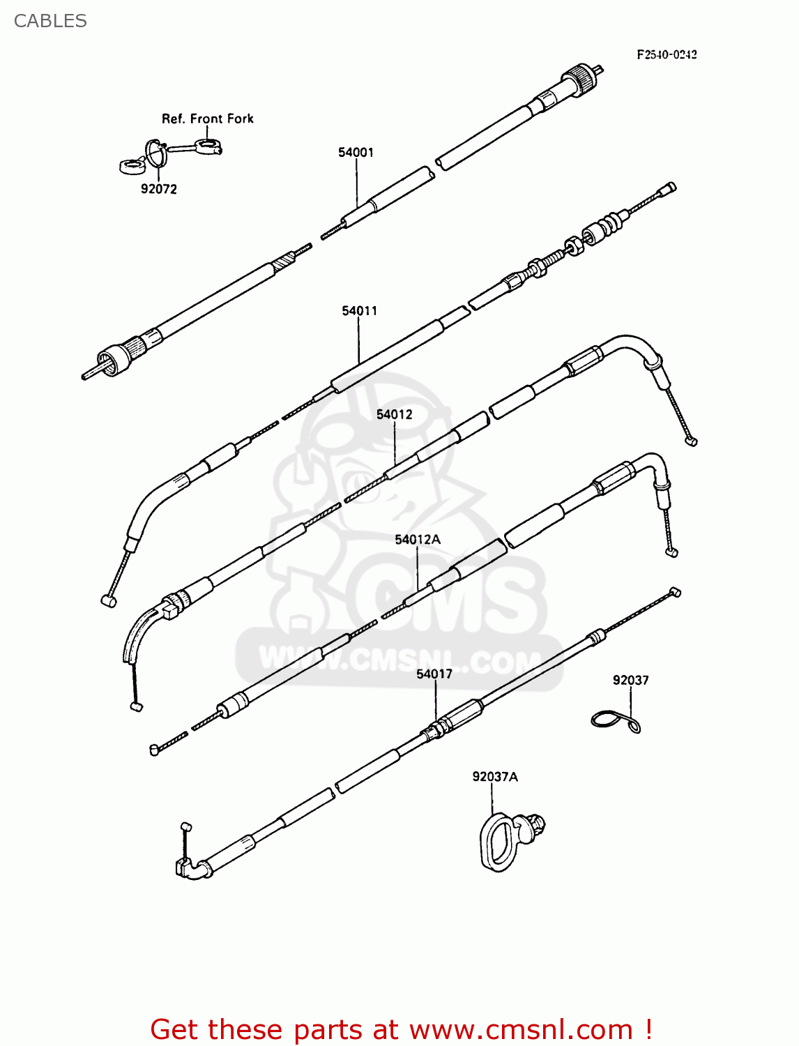 CABLES ZX600A3 NINJA 600R 1987 EUROPE UK FR FG GR IT NR SD SP ST