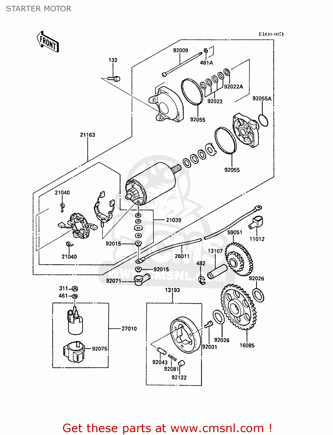 STARTER MOTOR ZX600A4 NINJA 600R 1988 UNITED KINGDOM FG