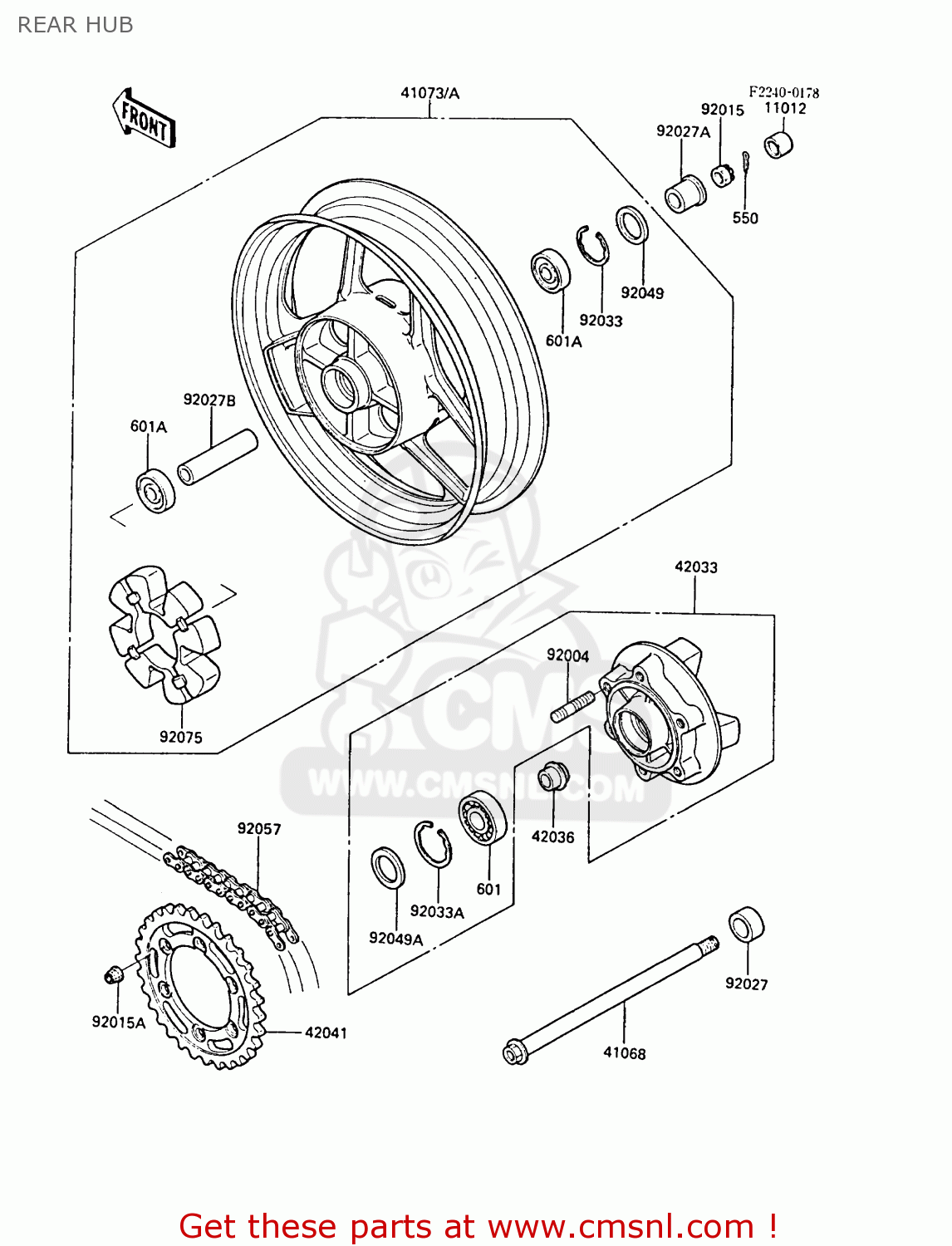 REAR HUB ZX600A4 NINJA 600R 1988 UNITED KINGDOM FG