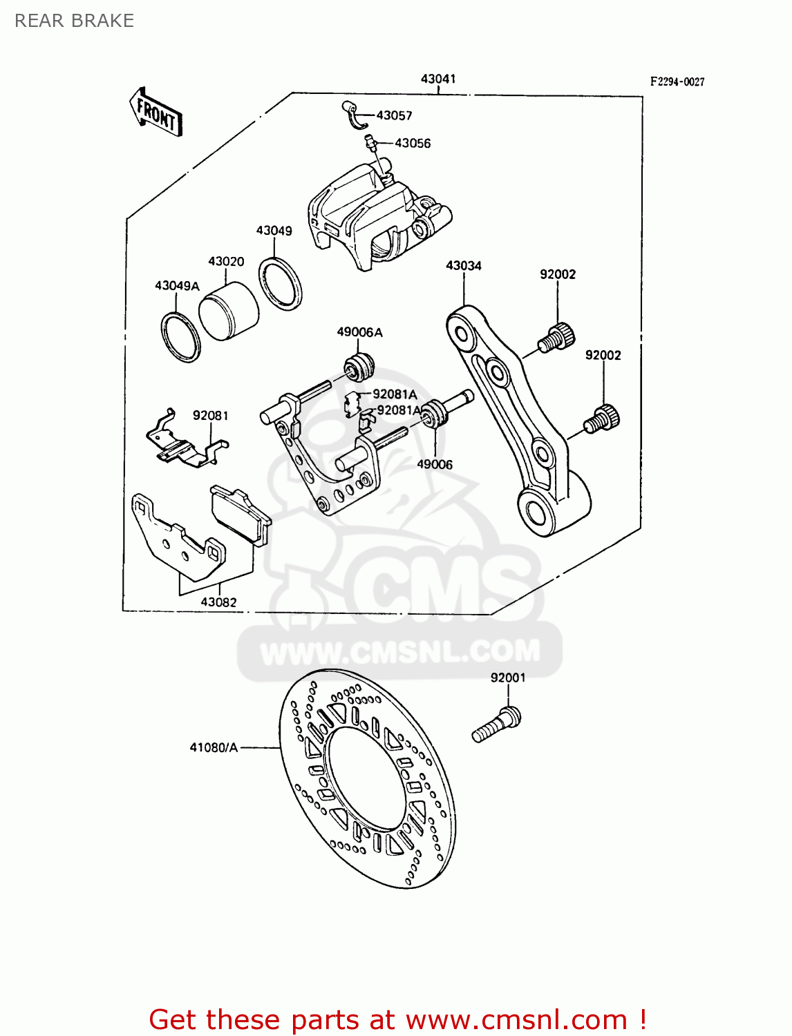 REAR BRAKE ZX600A4 NINJA 600R 1988 UNITED KINGDOM FG