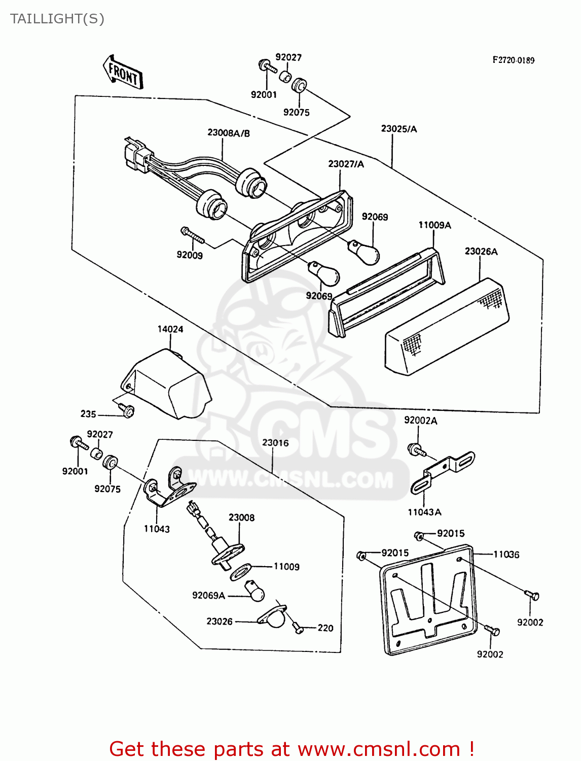 TAILLIGHT(S) ZX600A4 NINJA 600R 1988 UNITED KINGDOM FG