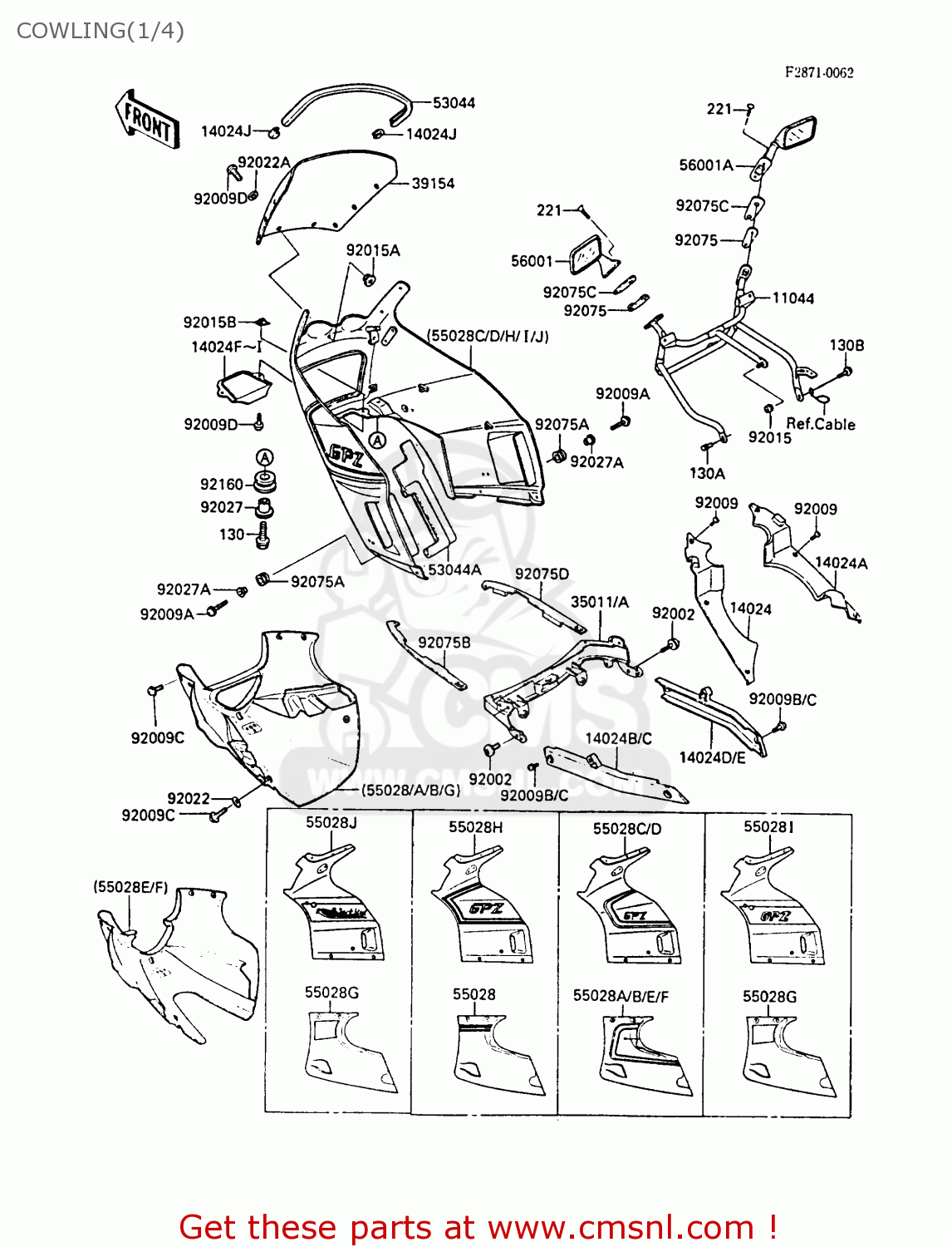 COWLING(1/4) ZX600A4 NINJA 600R 1988 UNITED KINGDOM FG