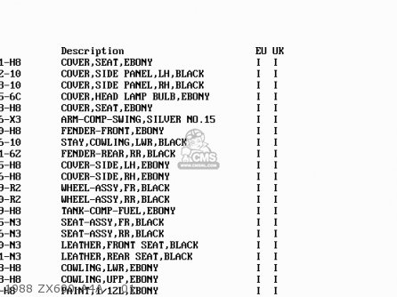 1988 ZX600-A4A    01 - ZX600A4 NINJA 600R 1988 UNITED KINGDOM FG