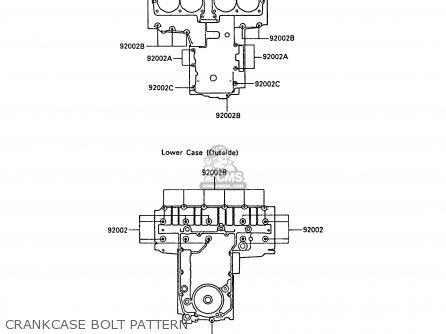 CRANKCASE BOLT PATTERN - ZX600A4A NINJA 600R 1988 UNITED KINGDOM EU FR