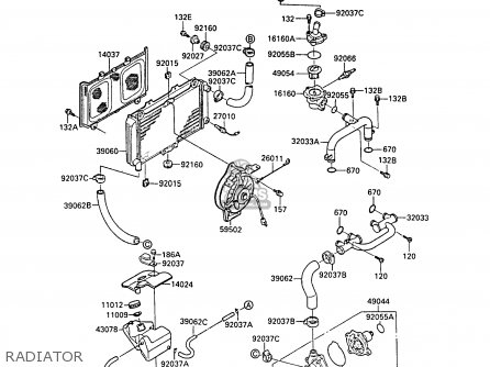 RADIATOR - ZX600A4A NINJA 600R 1988 UNITED KINGDOM EU FR