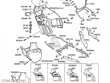 COWLING(1/4) - ZX600A4A NINJA 600R 1988 UNITED KINGDOM EU FR