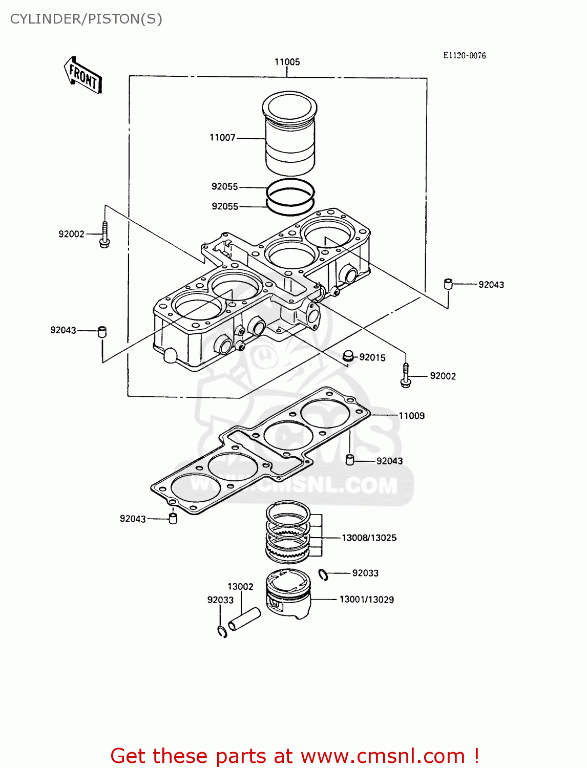 CYLINDER/PISTON(S) ZX600A5 GPZ600A 1989 EUROPE UK FG IT SD ST