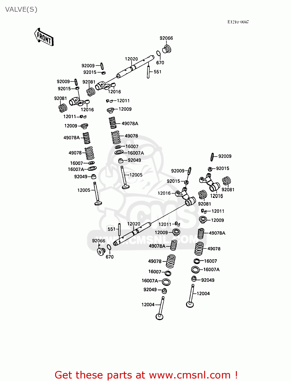 VALVE(S) ZX600A5 GPZ600A 1989 EUROPE UK FG IT SD ST
