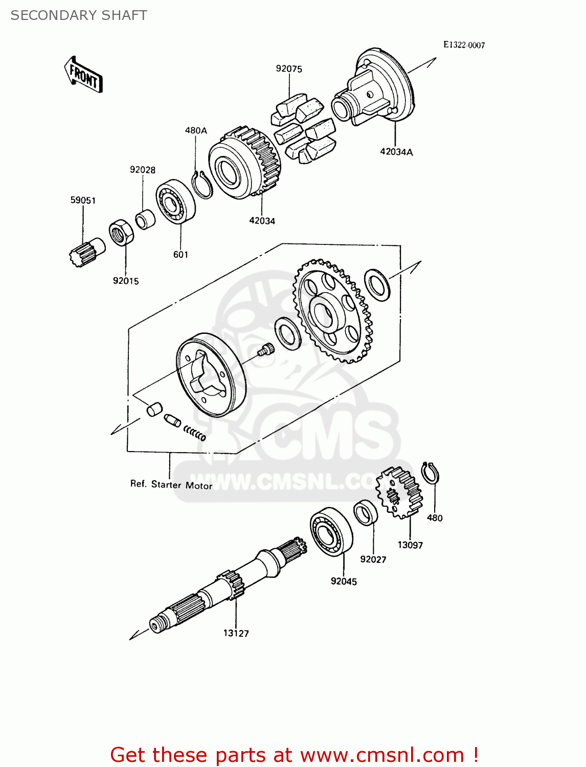 SECONDARY SHAFT ZX600A5 GPZ600A 1989 EUROPE UK FG IT SD ST