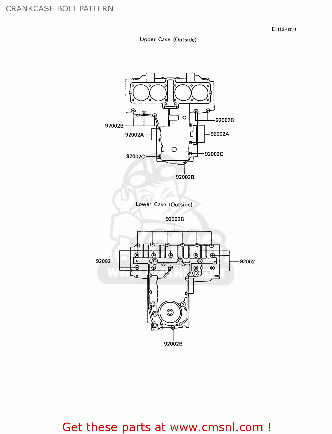 CRANKCASE BOLT PATTERN ZX600A5 GPZ600A 1989 EUROPE UK FG IT SD ST