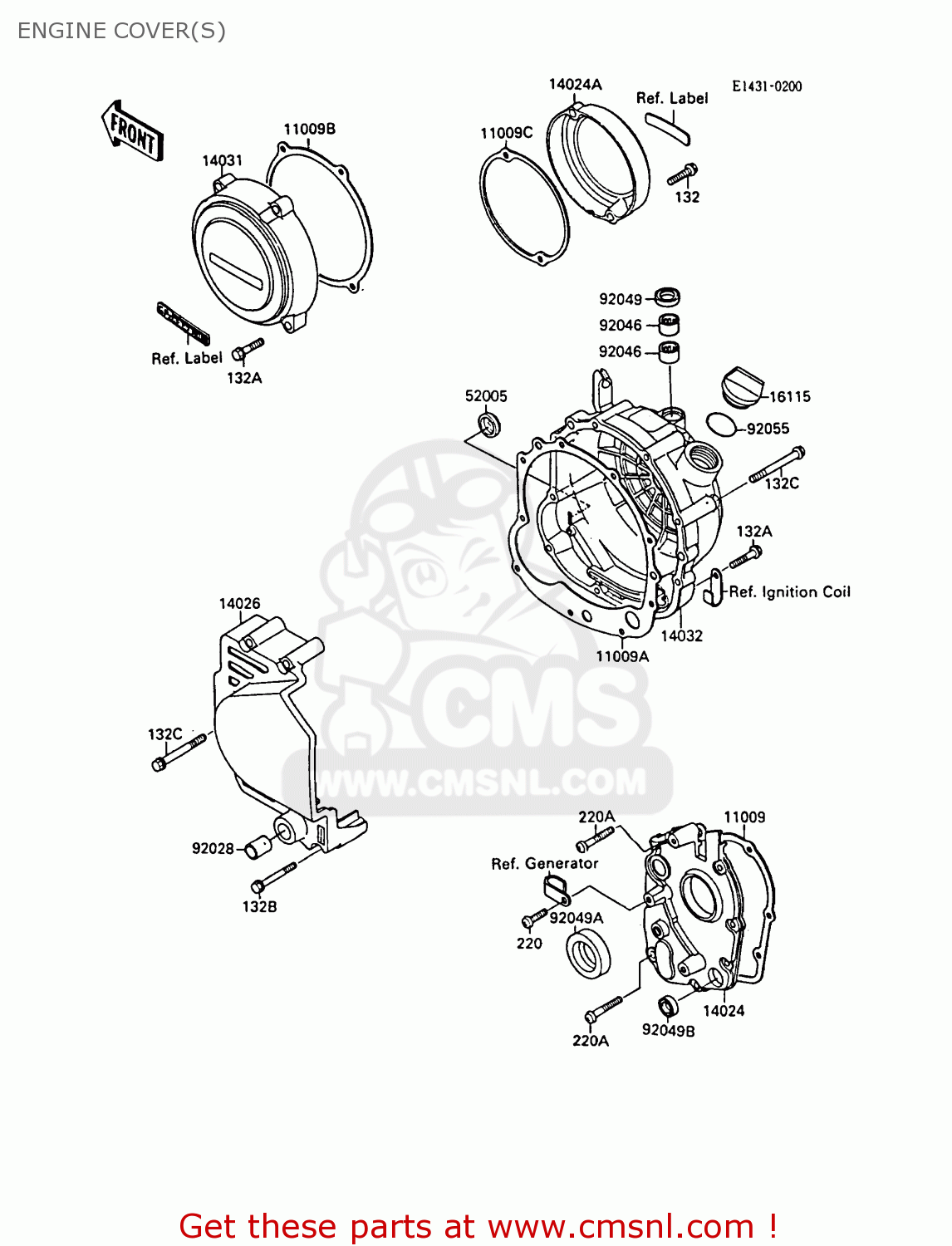 ENGINE COVER(S) ZX600A5 GPZ600A 1989 EUROPE UK FG IT SD ST