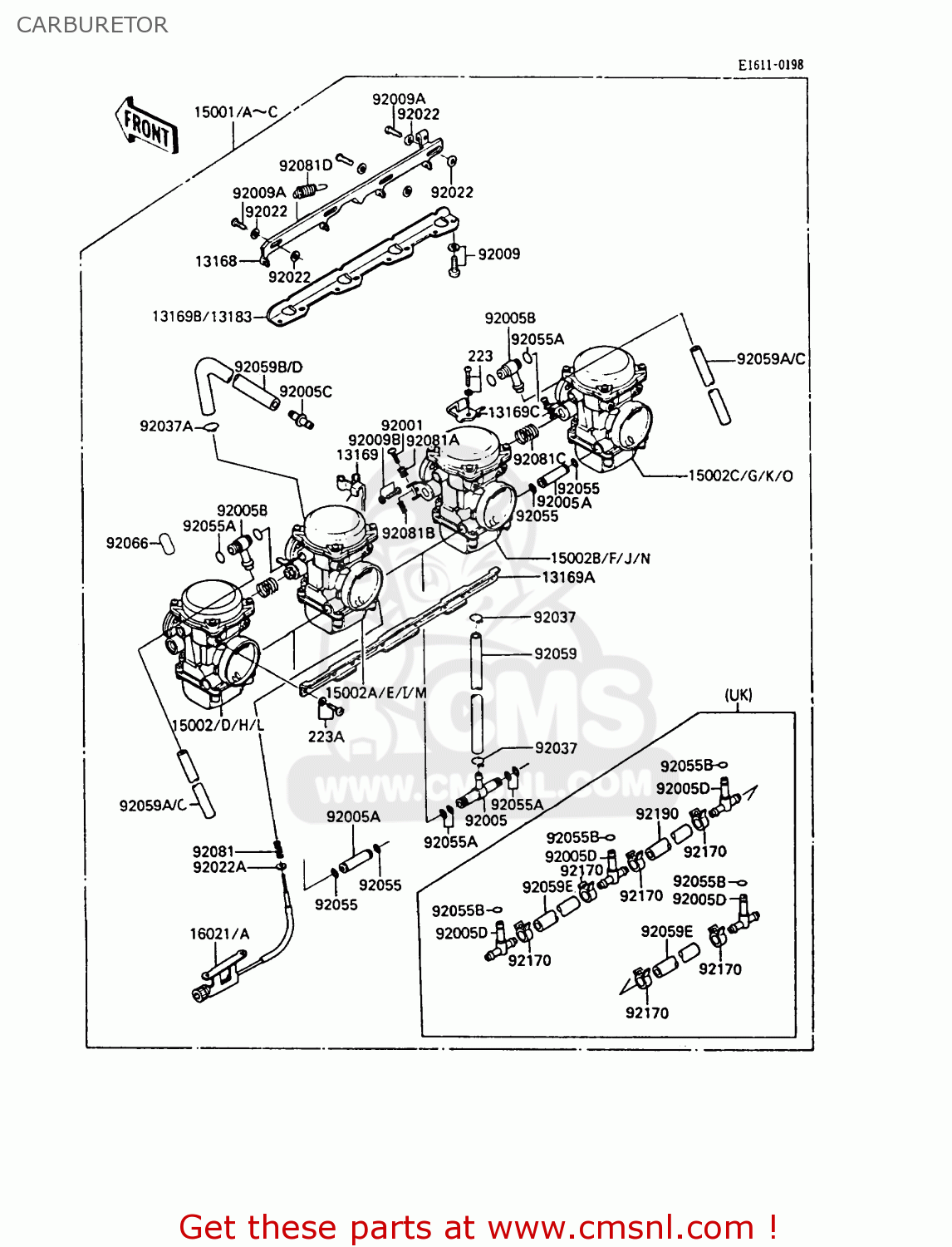 CARBURETOR ZX600A5 GPZ600A 1989 EUROPE UK FG IT SD ST