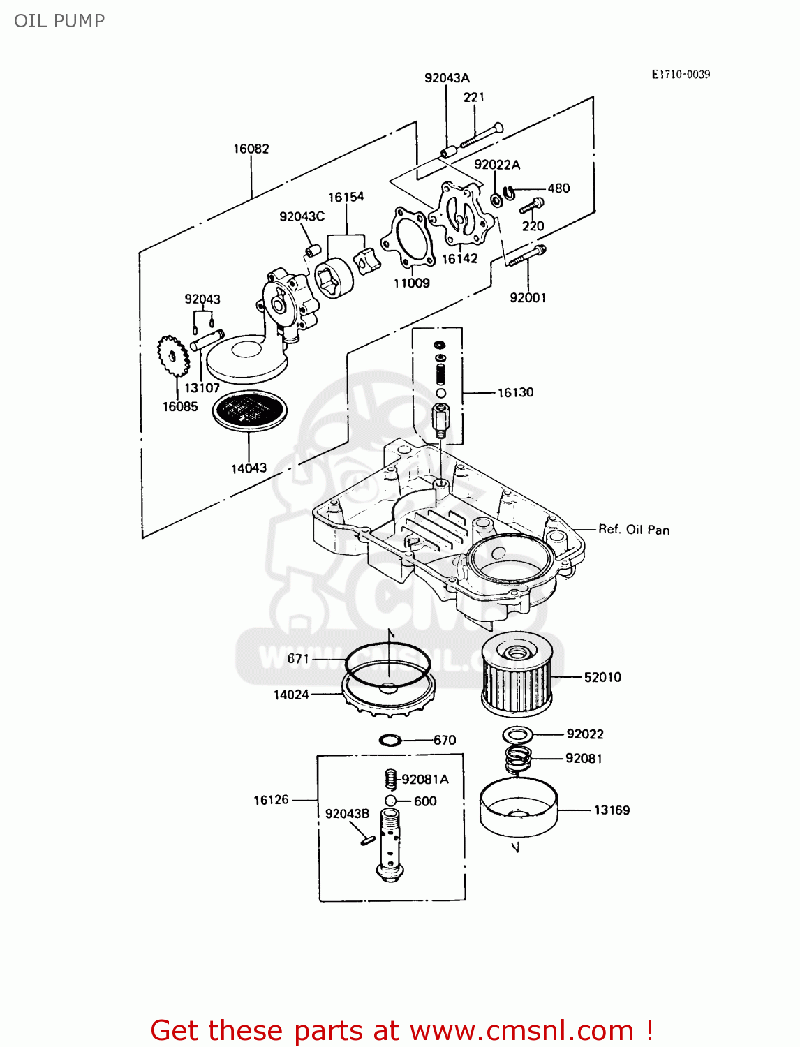 OIL PUMP ZX600A5 GPZ600A 1989 EUROPE UK FG IT SD ST