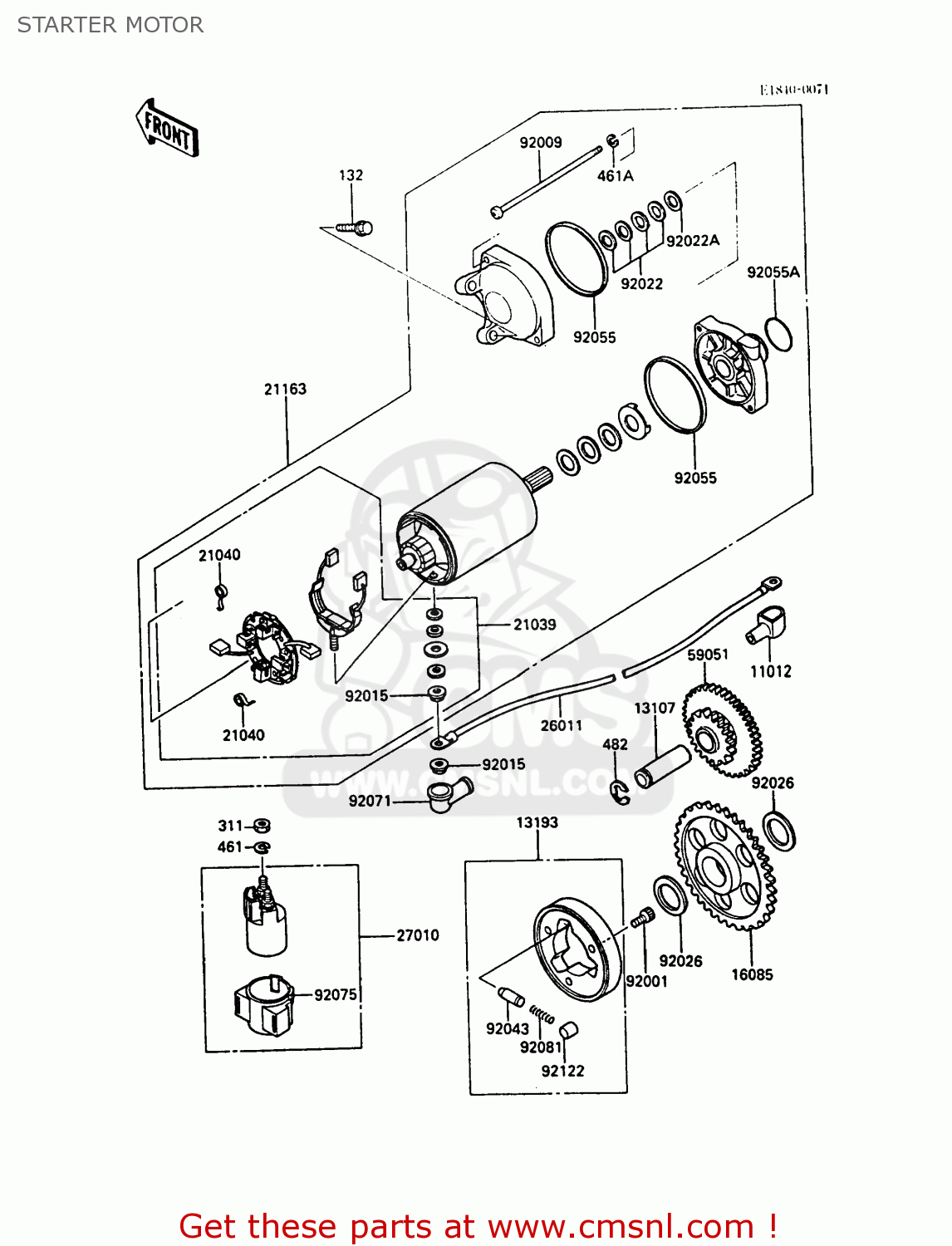 STARTER MOTOR ZX600A5 GPZ600A 1989 EUROPE UK FG IT SD ST