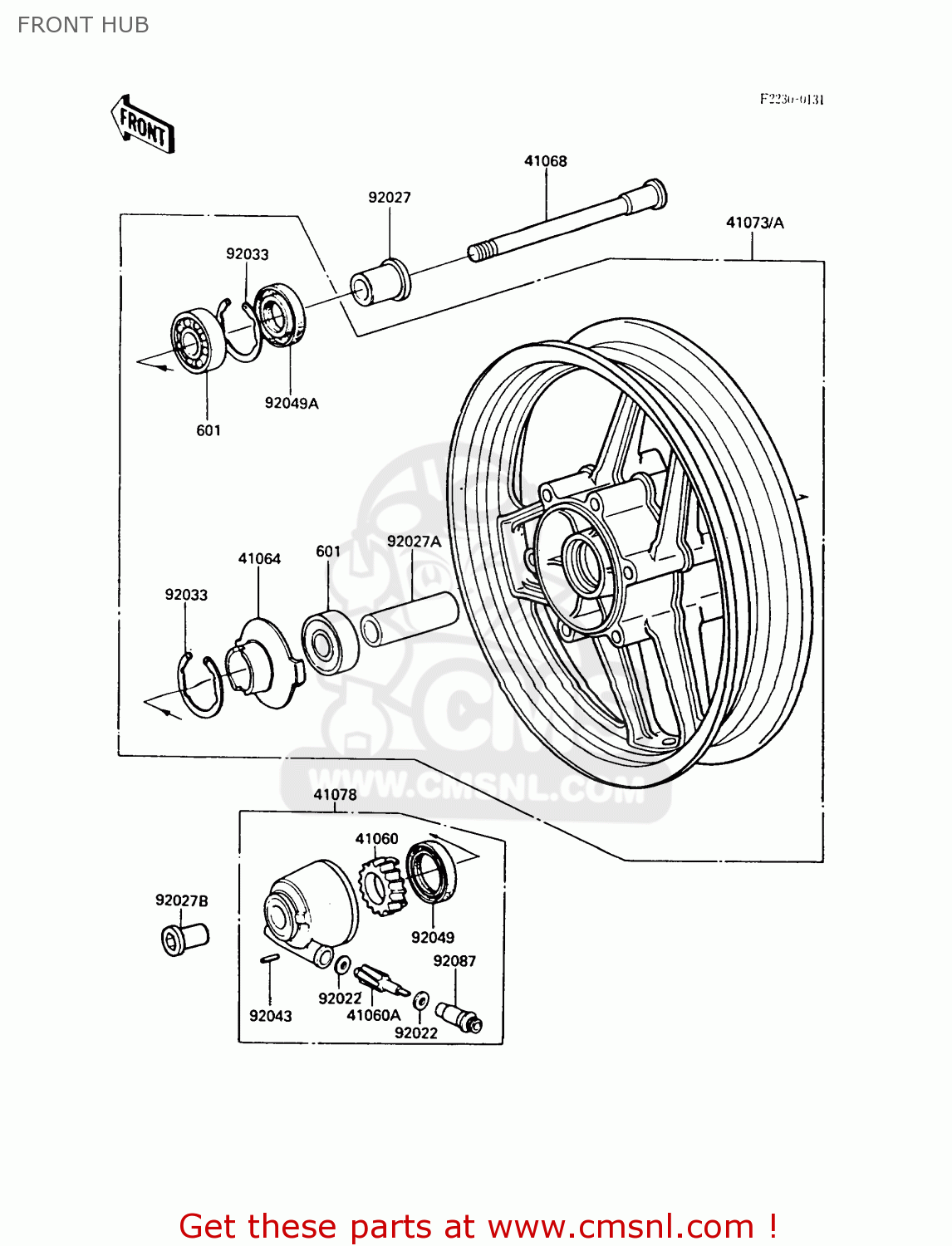 FRONT HUB ZX600A5 GPZ600A 1989 EUROPE UK FG IT SD ST