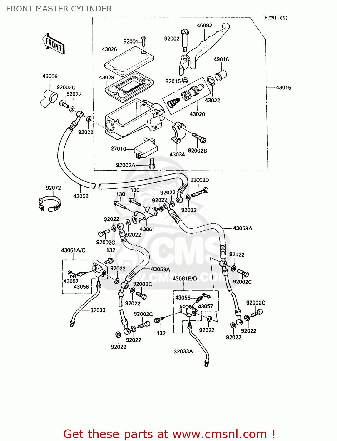 FRONT MASTER CYLINDER ZX600A5 GPZ600A 1989 EUROPE UK FG IT SD ST