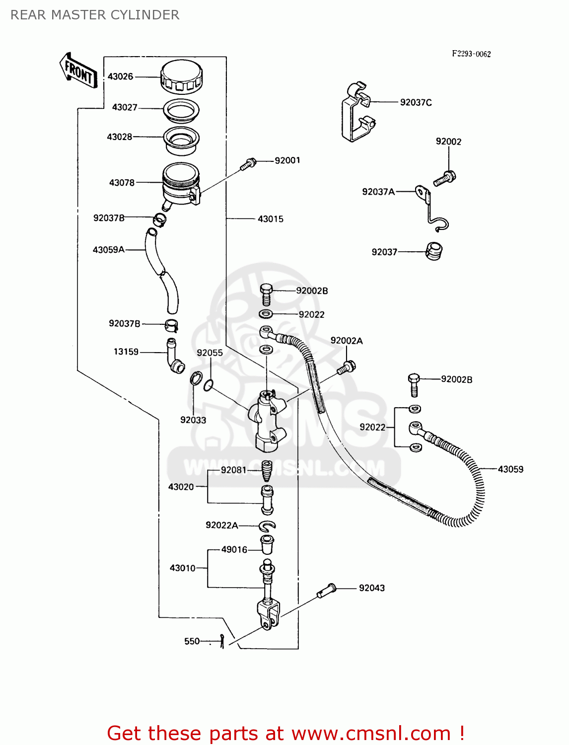 REAR MASTER CYLINDER ZX600A5 GPZ600A 1989 EUROPE UK FG IT SD ST