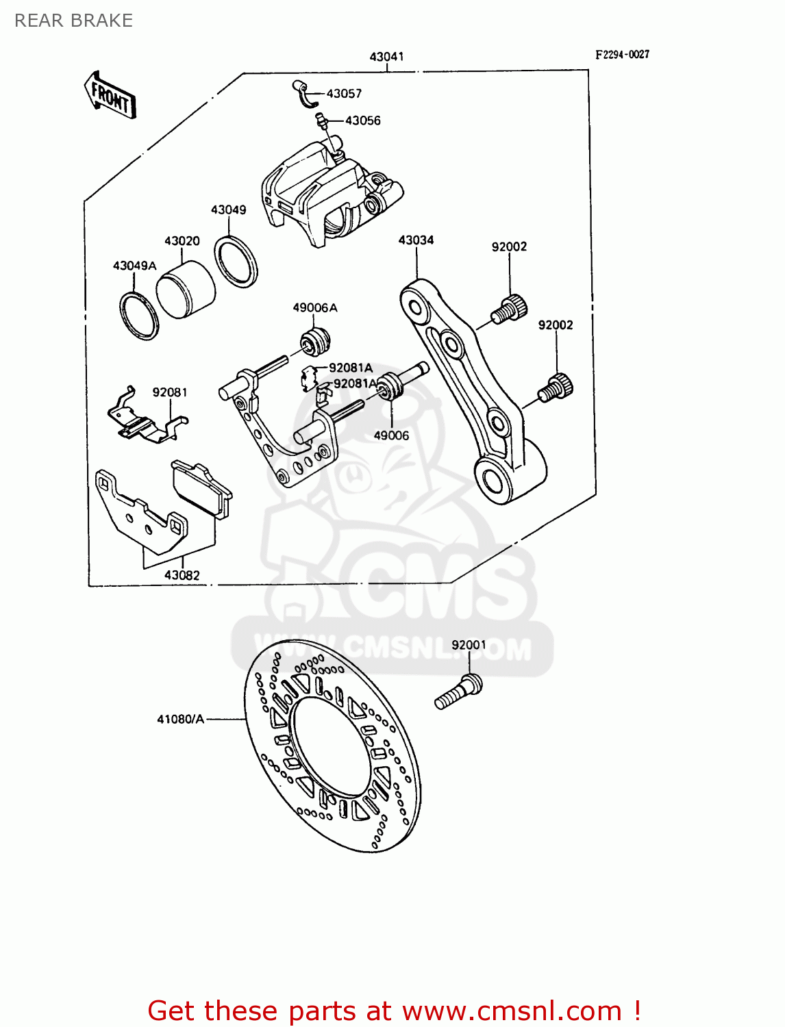 REAR BRAKE ZX600A5 GPZ600A 1989 EUROPE UK FG IT SD ST