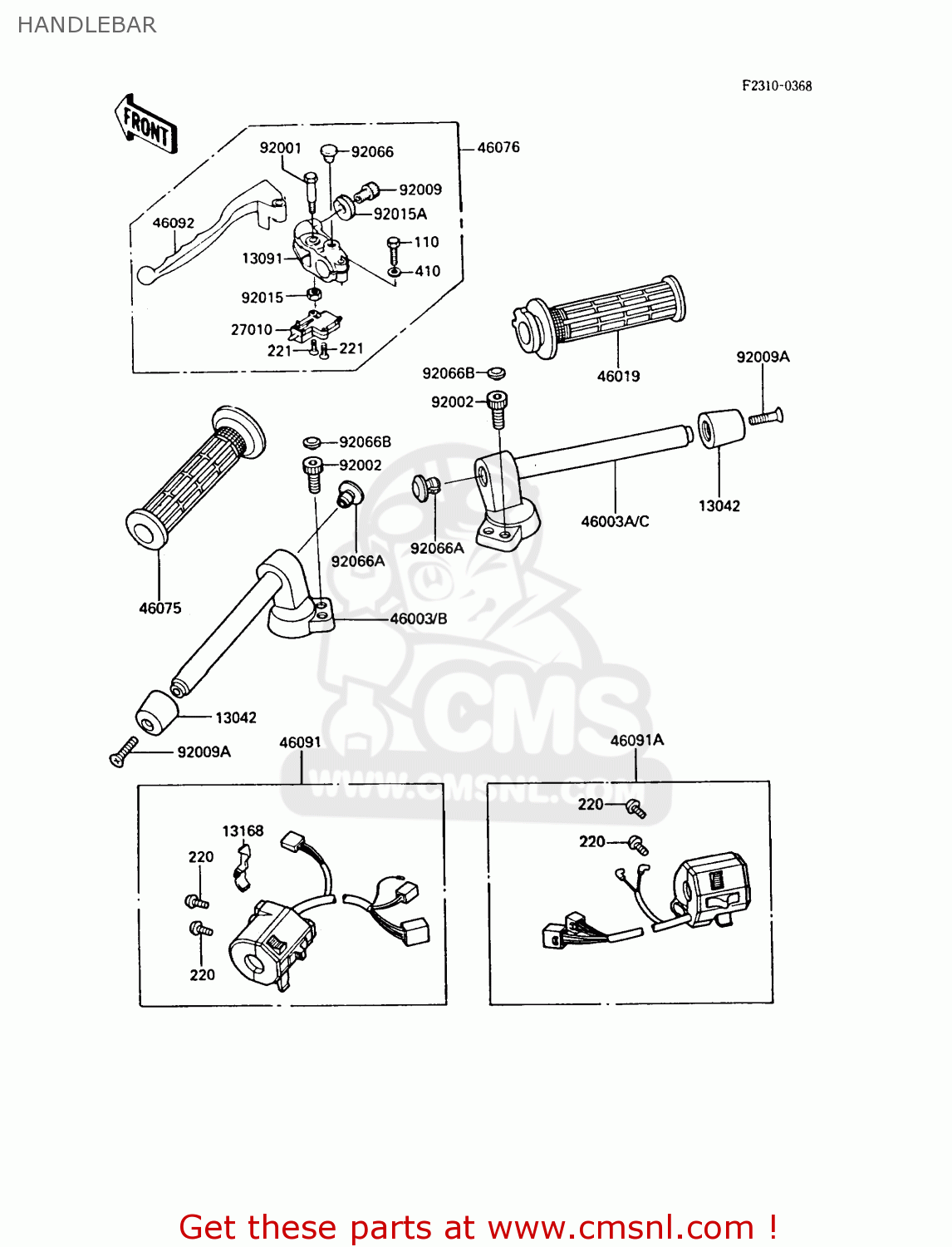HANDLEBAR ZX600A5 GPZ600A 1989 EUROPE UK FG IT SD ST