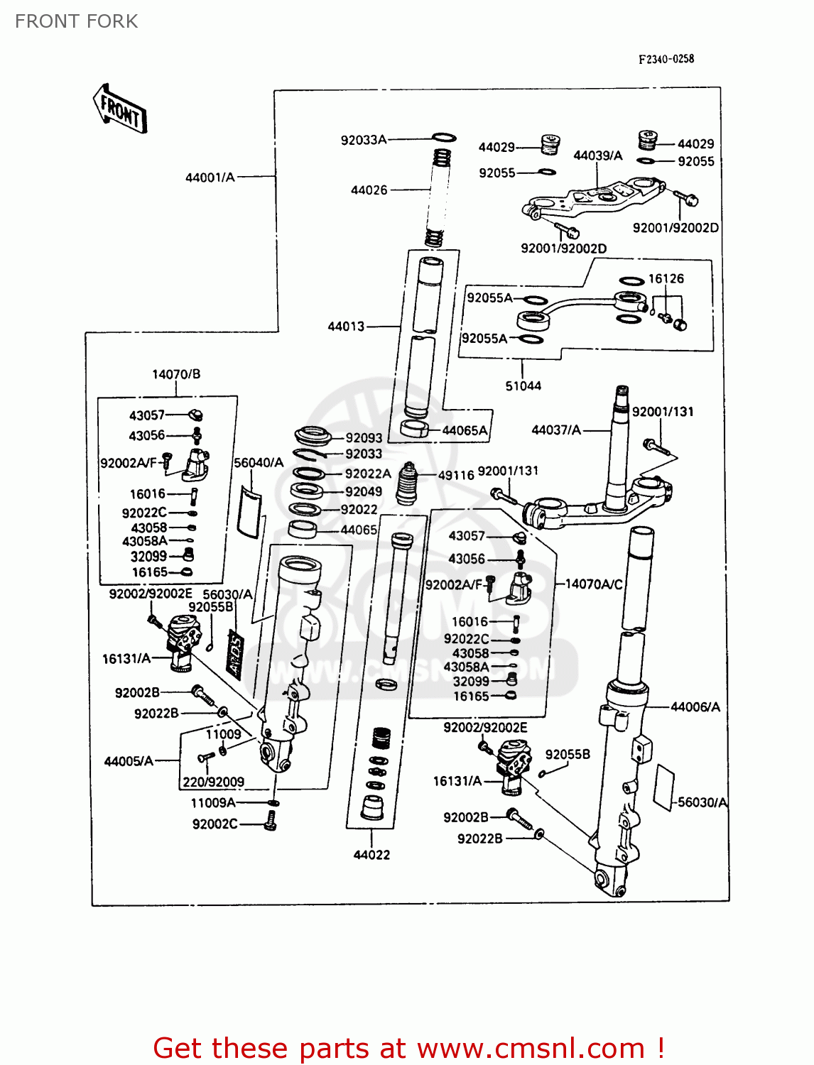 FRONT FORK ZX600A5 GPZ600A 1989 EUROPE UK FG IT SD ST