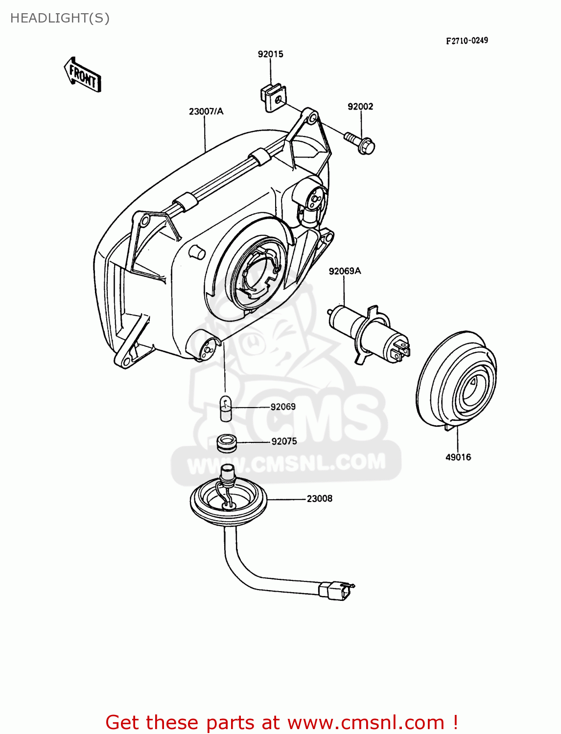 HEADLIGHT(S) ZX600A5 GPZ600A 1989 EUROPE UK FG IT SD ST