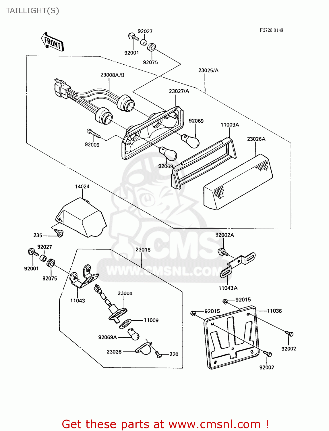 TAILLIGHT(S) ZX600A5 GPZ600A 1989 EUROPE UK FG IT SD ST