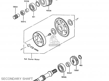SECONDARY SHAFT - ZX600A5 GPZ600A 1989 EUROPE UK FG IT SD ST