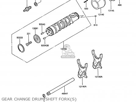 GEAR CHANGE DRUM/SHIFT FORK(S) - ZX600A5 GPZ600A 1989 EUROPE UK FG IT SD ST