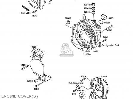 ENGINE COVER(S) - ZX600A5 GPZ600A 1989 EUROPE UK FG IT SD ST