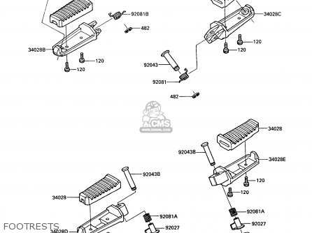 FOOTRESTS - ZX600A5 GPZ600A 1989 EUROPE UK FG IT SD ST